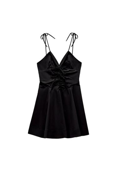 SHORT GABARDINE DRESS WITH TIES