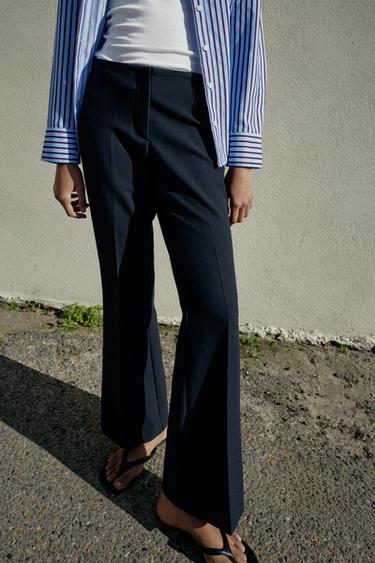 PANTALON FLARE À COUTURES LATÉRALES - Bleu marine de Zara - Image 1
