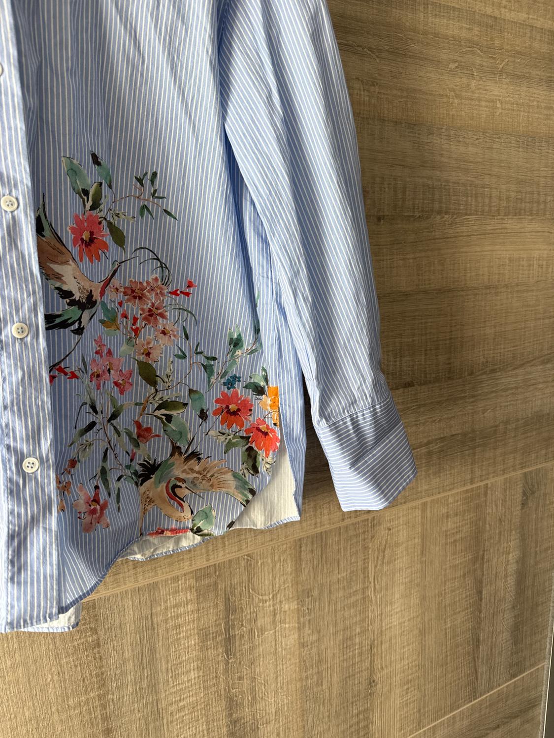 BIRD PRINT STRIPED SHIRT - Image 2