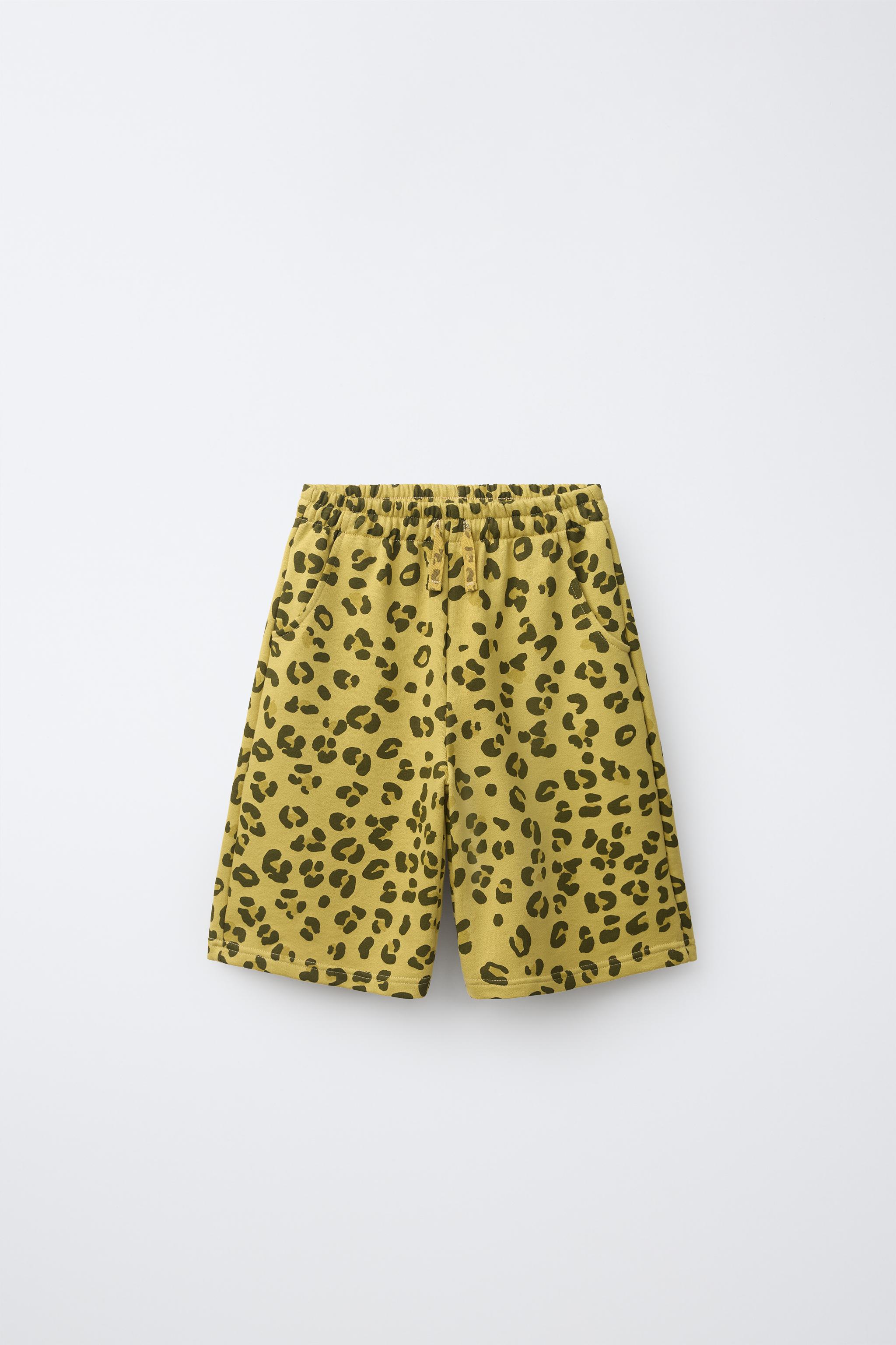 アニマル柄スウェットバミューダパンツ - イエロー | ZARA Japan / 日本