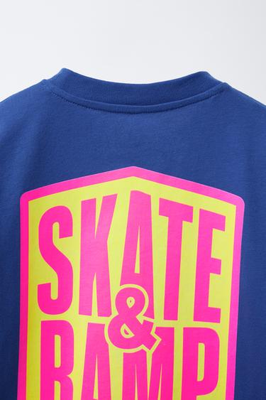 T-SHIRT WITH RAISED SLOGAN - Bluish by Zara - Image 3