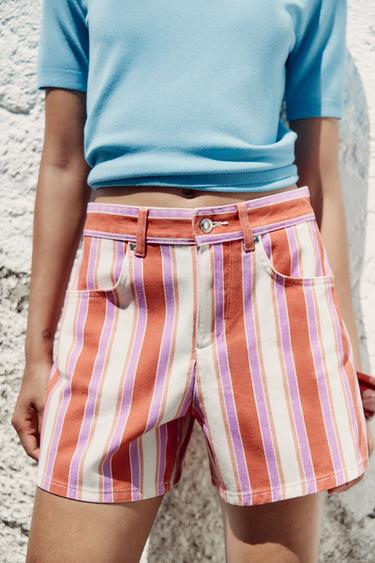 SHORT Z1975 MOM FIT TAILLE HAUTE RAYURES - Multicolore de Zara - Image 1