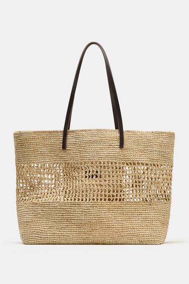 BOLSO SHOPPER RAFIA - Beige claro de Zara
