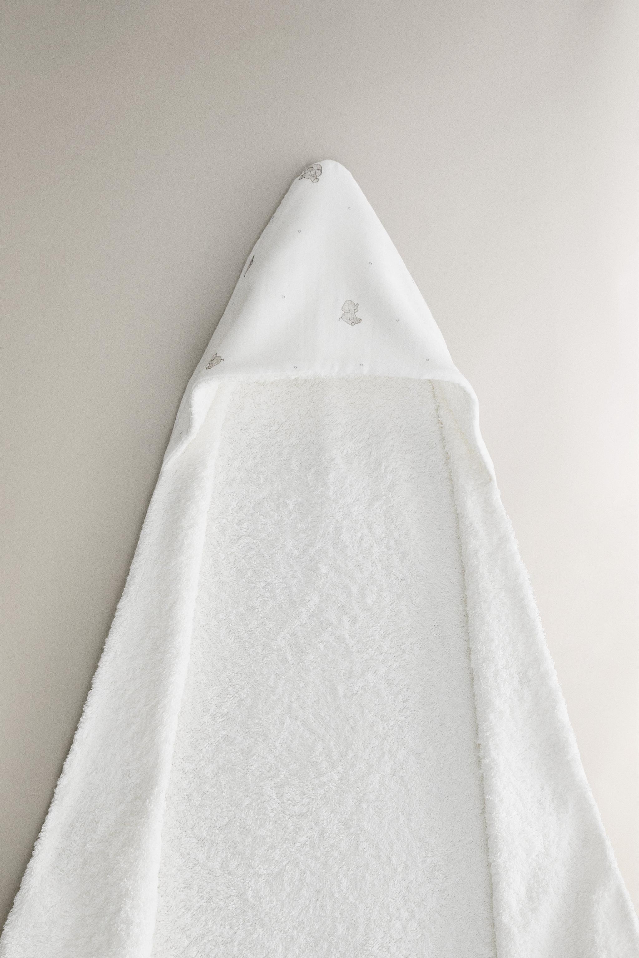 SERVIETTE DE BAIN CAPUCHE BÉBÉ ÉLÉPHANTS