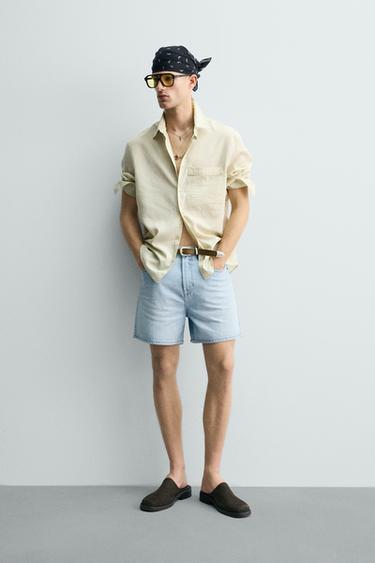 RELAXED FIT DENIM BERMUDA SHORTS - Light blue by Zara - Image 0