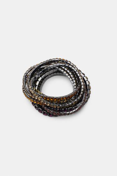 PACK OF ELASTICATED SPARKLY BRACELETS - Anthracite grey by Zara