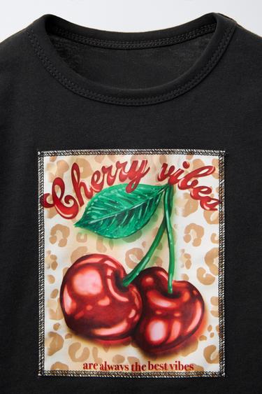 CHERRY PATCH T-SHIRT - Dark anthracite by Zara - Image 2