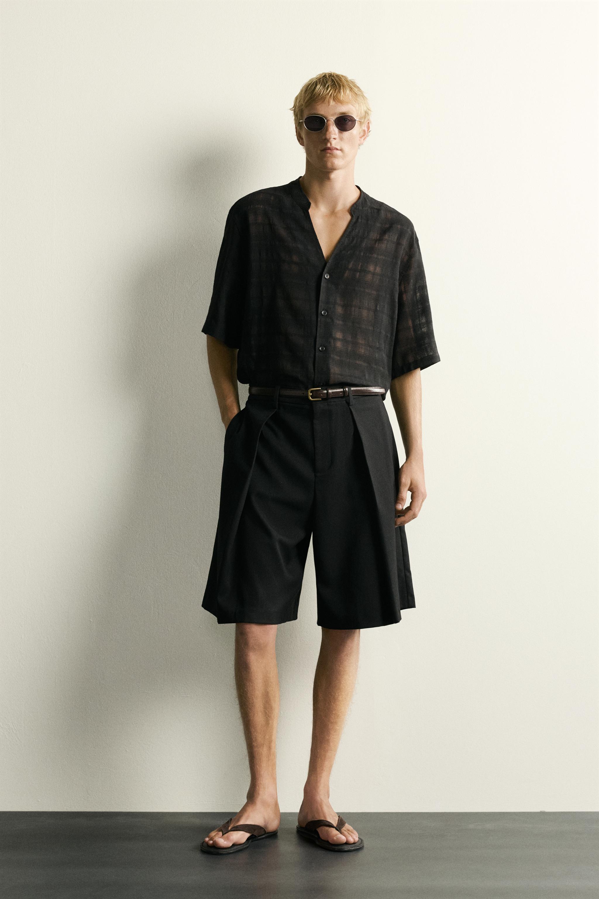 CHEMISE SEMI-TRANSPARENTE JACQUARD À CARREAUX