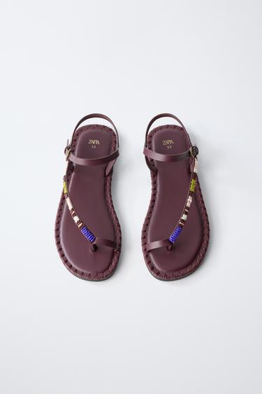 SANDALES À PERLES - Bordeaux de Zara - Image 3
