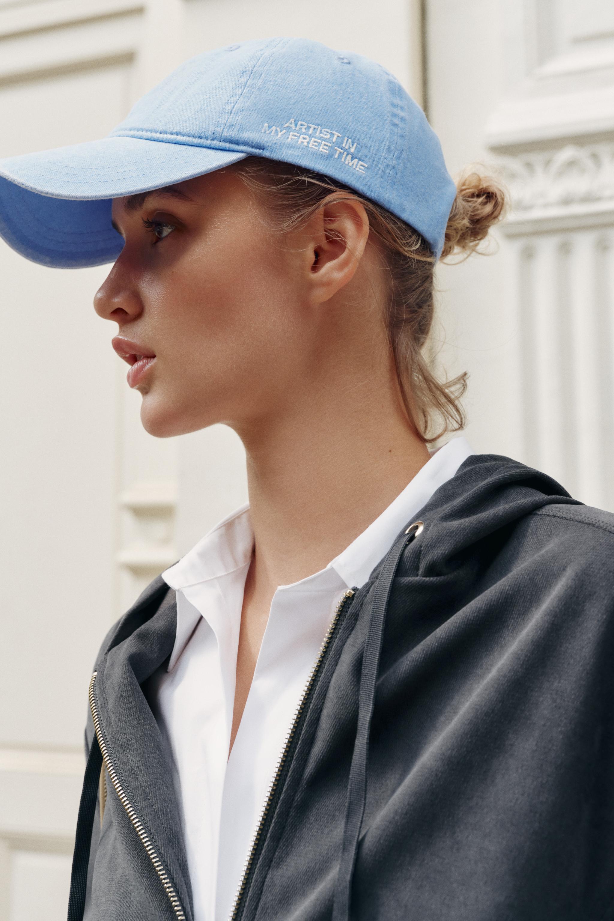 EMBROIDERED TEXT TWILL CAP - Blue | ZARA United States