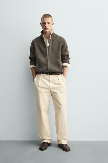 Zara WASHED TEXTURED KNIT CARDIGAN - Gray - Image 0