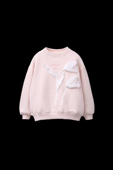 ORGANZA TULIP SWEATSHIRT - Pastel pink by Zara - Image 0