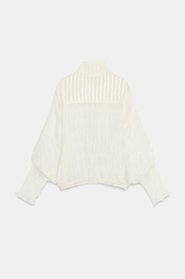 BLOUSON BOMBER FRONCÉ ZW COLLECTION - Écru de Zara - Image 6