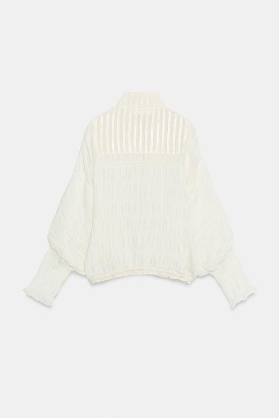 BLOUSON BOMBER FRONCÉ ZW COLLECTION - Écru de Zara - Image 6