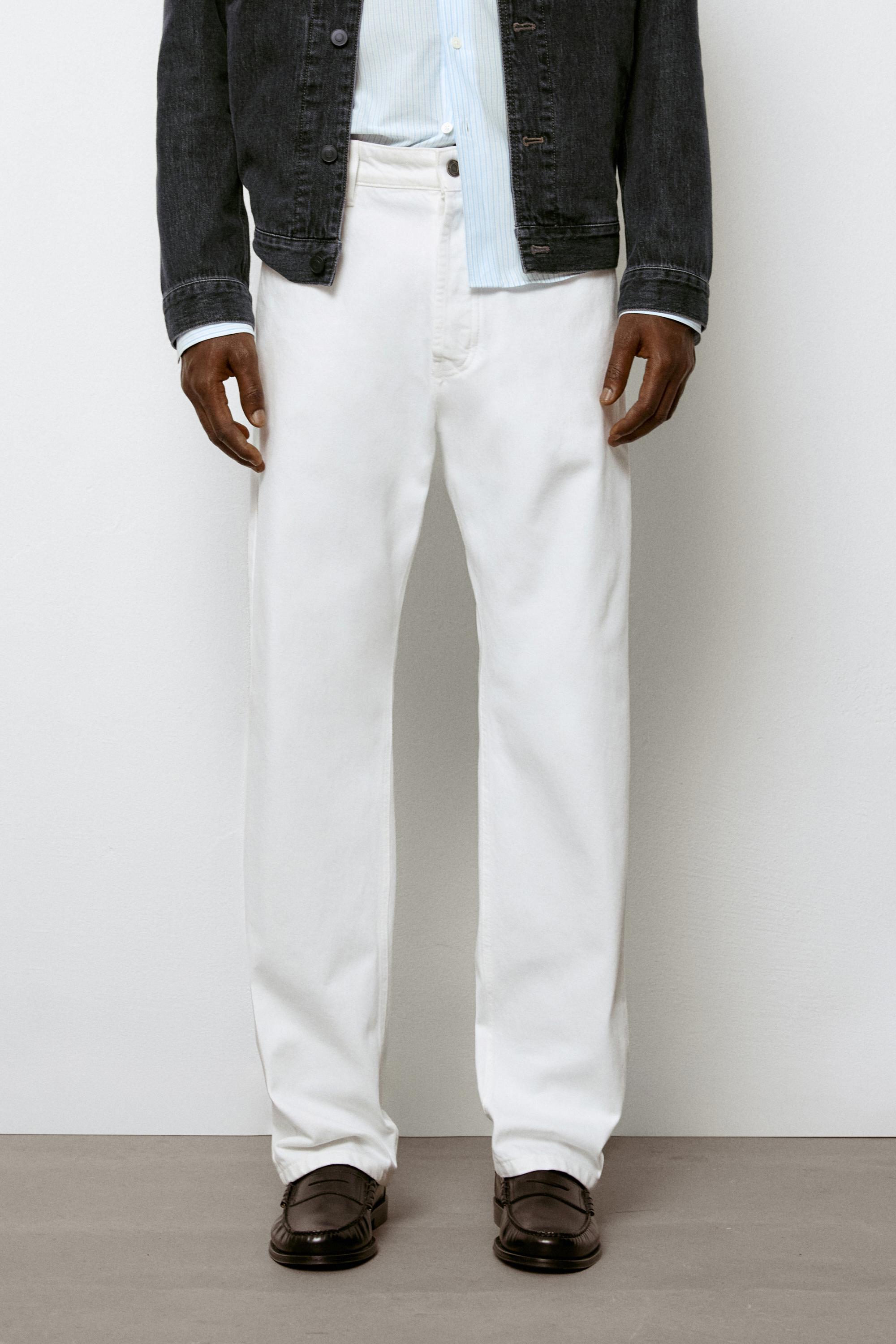 Straight-leg denim-effect pants — White
