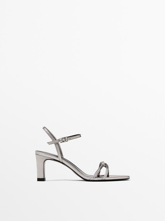 Metallic heel strappy sandals - Silver | ZARA Canada