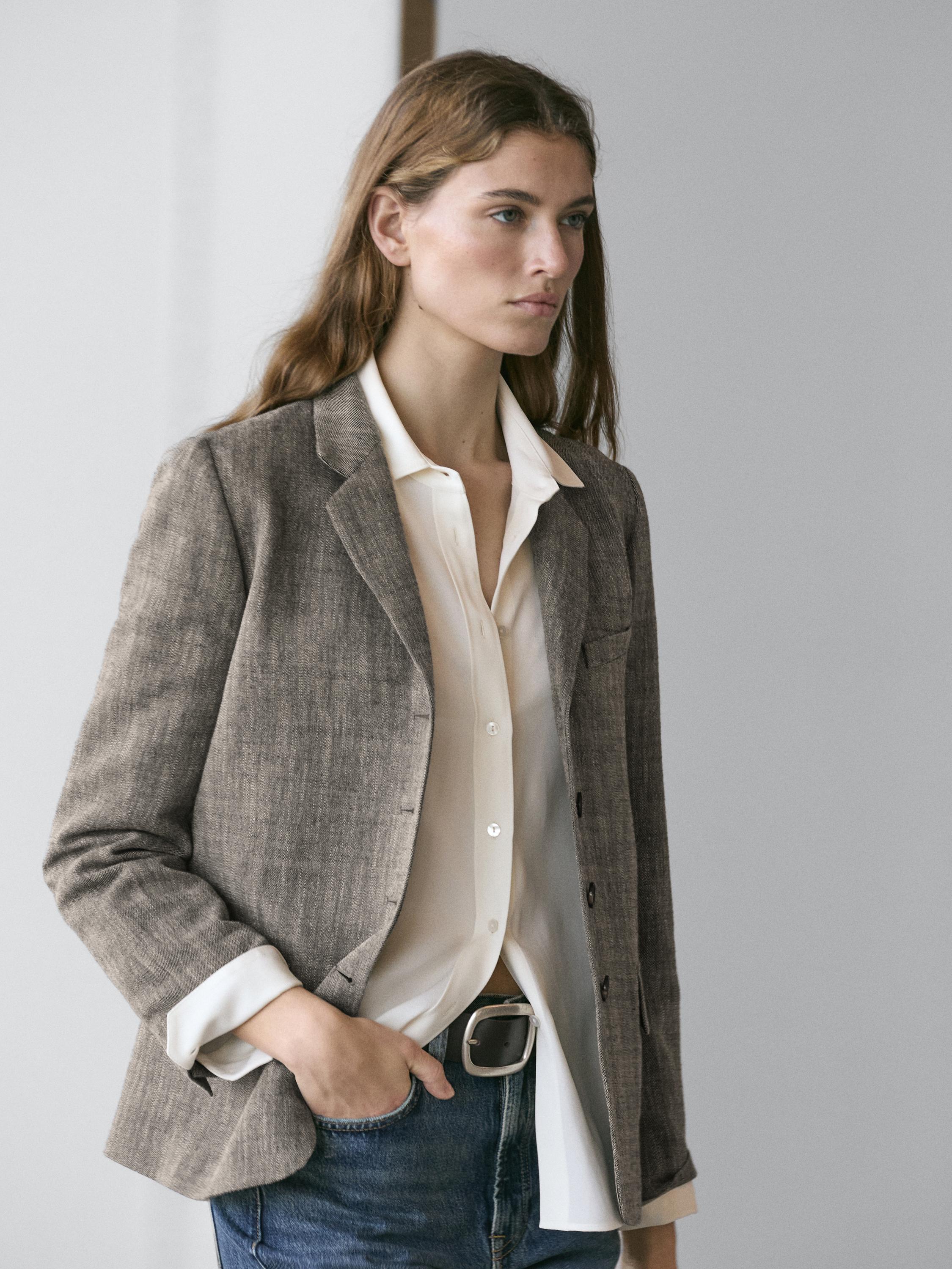 Flecked wool blend blazer