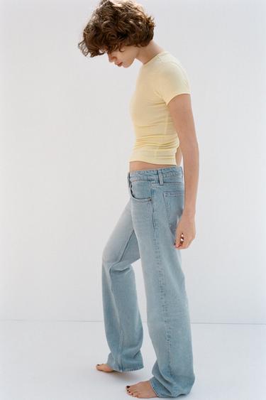 Zara TRF LOW-RISE WIDE LEG JEANS - Light blue
