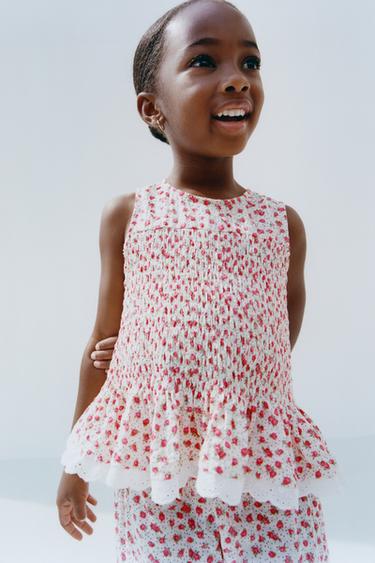 Zara FLORAL TOP - Red