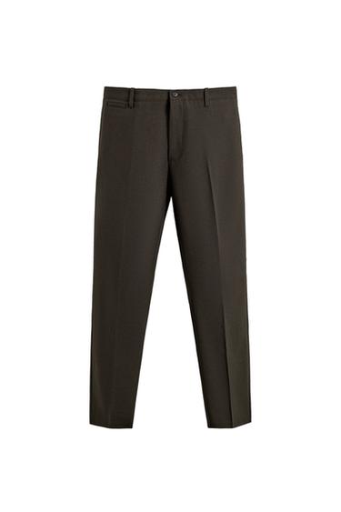 PANTALÓN CHINO 100% LANA ORIGINS - Marrón oscuro de Zara