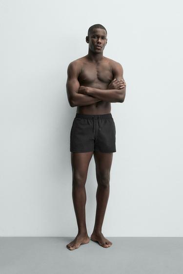 SHORT STRUCTURED SWIMMING TRUNKS - Black by Zara - Image 0
