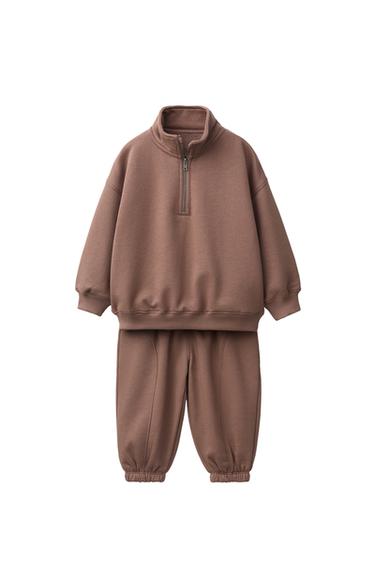 Zara SOLID SWEATSHIRT AND JOGGER PANTS SET - Dusty pink