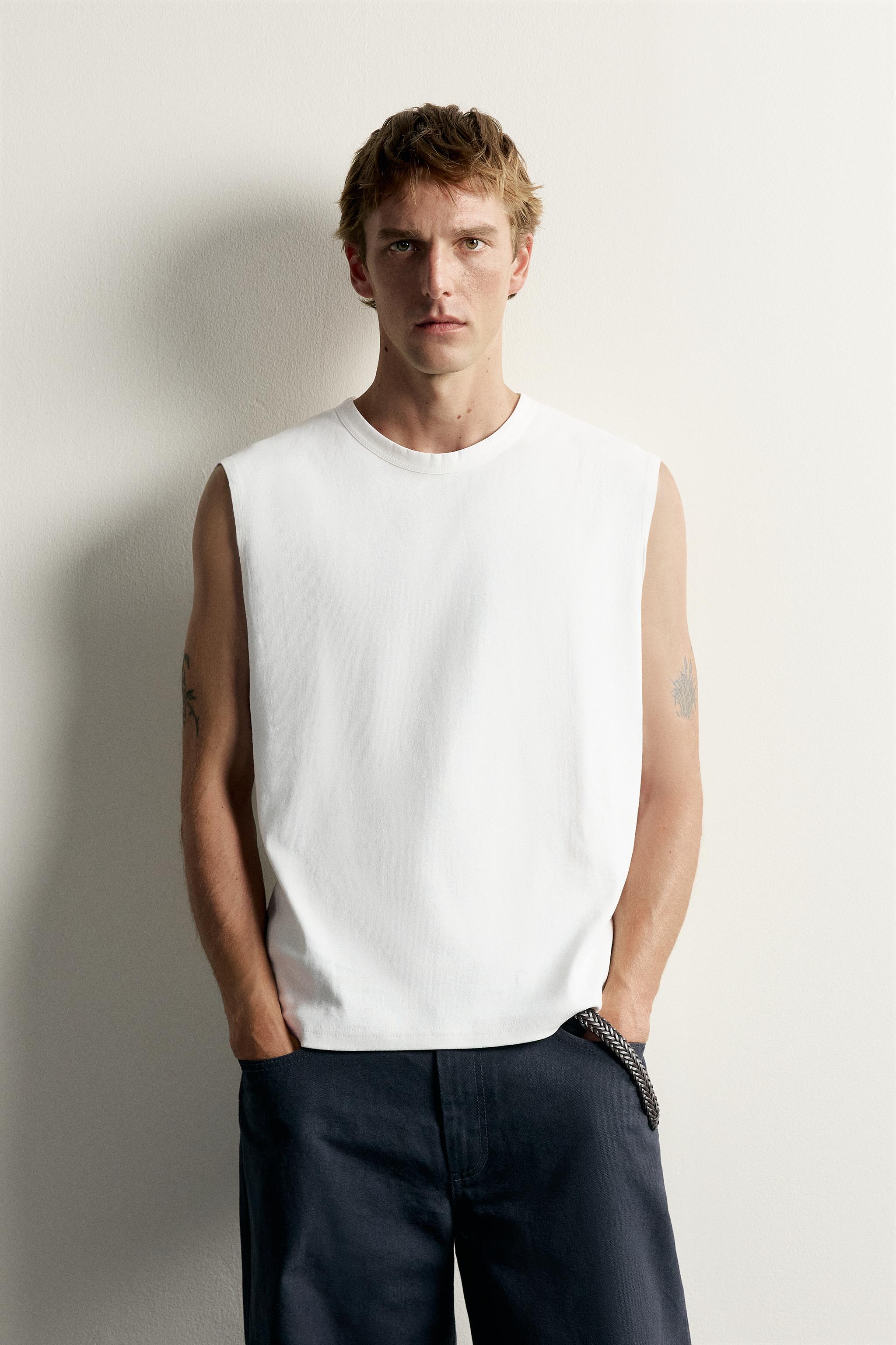 CONTRAST COLLAR TANK TOP — White
