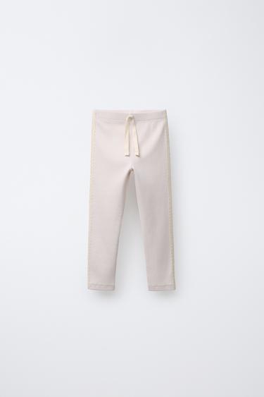 LEGGING RIB SETRIP RENDA - Ecru dari Zara - Gambar 0