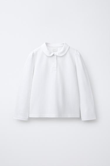PIQUÉ POLO SHIRT WITH PETER PAN COLLAR - White by Zara
