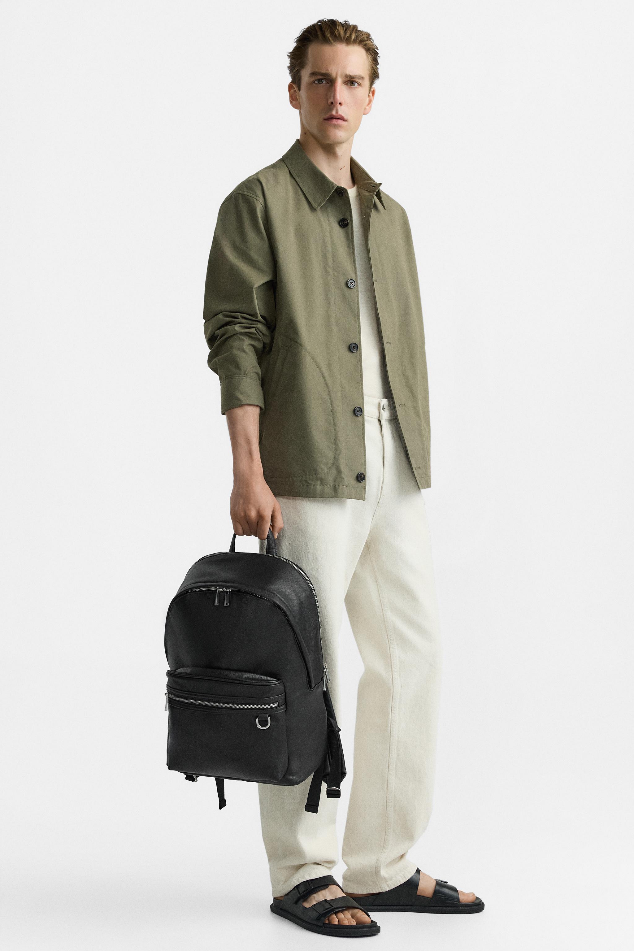 Zara Textured Backpack Black Men