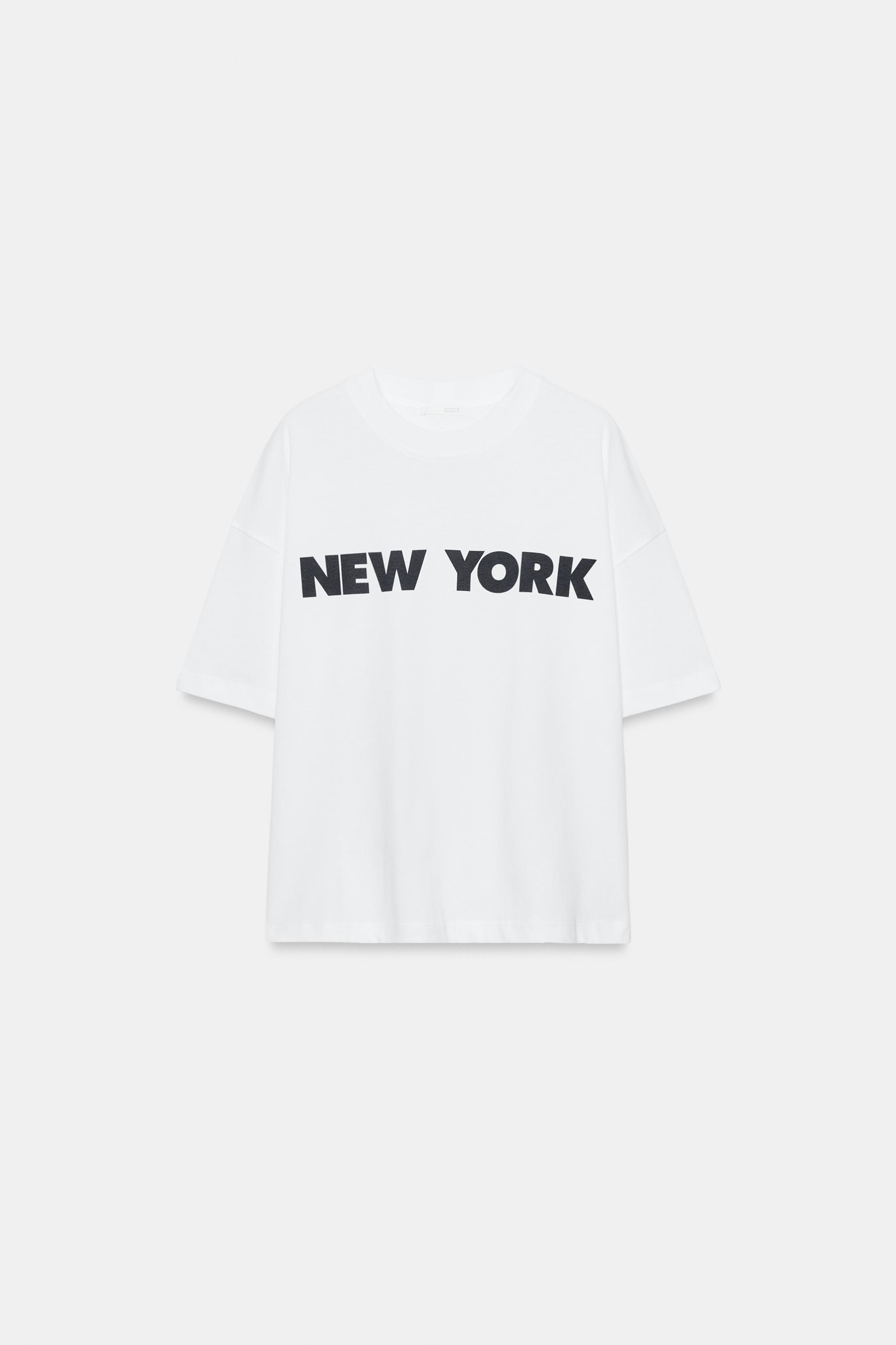 Женские футболки Zara OVERSIZE TEXT T-SHIRT — фото 5
