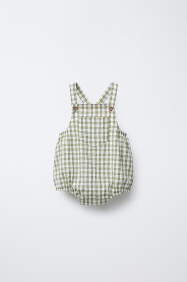 GINGHAM JUMPSUIT - Green / Ecru by Zara - Image 0
