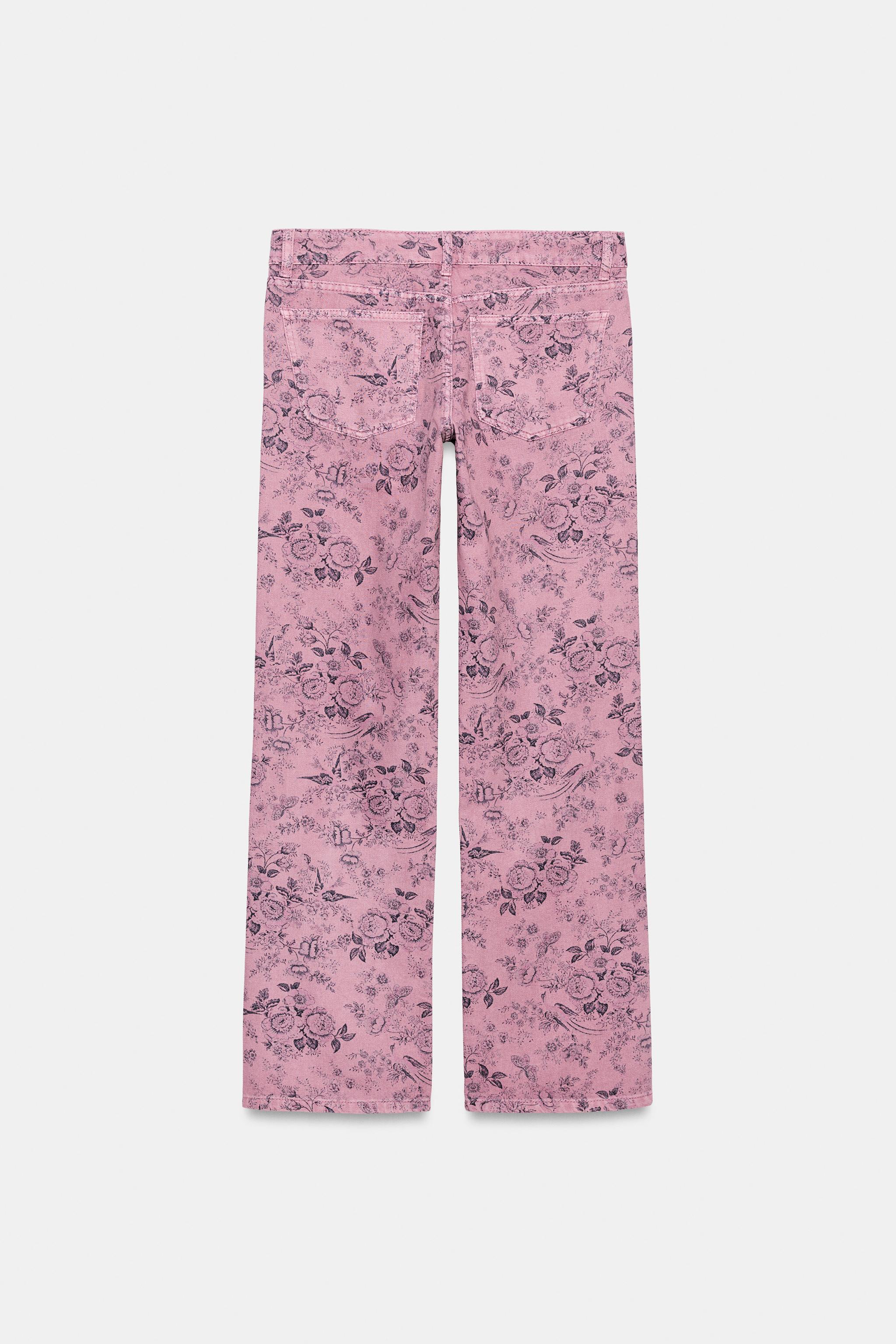 Женские джинсы Zara TRF LOW-RISE WIDE-LEG FLORAL JEANS — фото 7