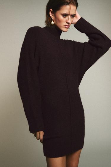 zara black dress long sleeve ZARA Black Suede Dress (Mini Dress) – THE GREY AREA main image 0