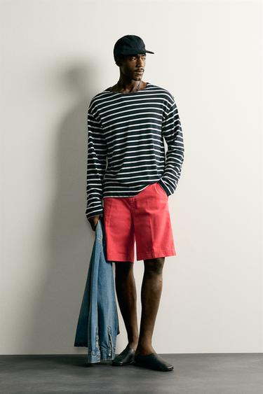 STRAIGHT-LEG CHINO BERMUDA SHORTS - Red by Zara - Image 0