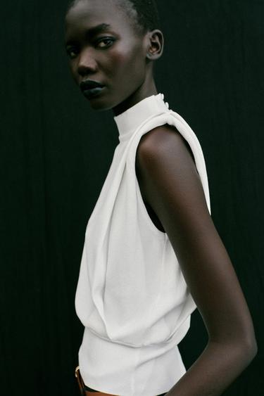 TOP EN MAILLE DOS NU - Blanc de Zara