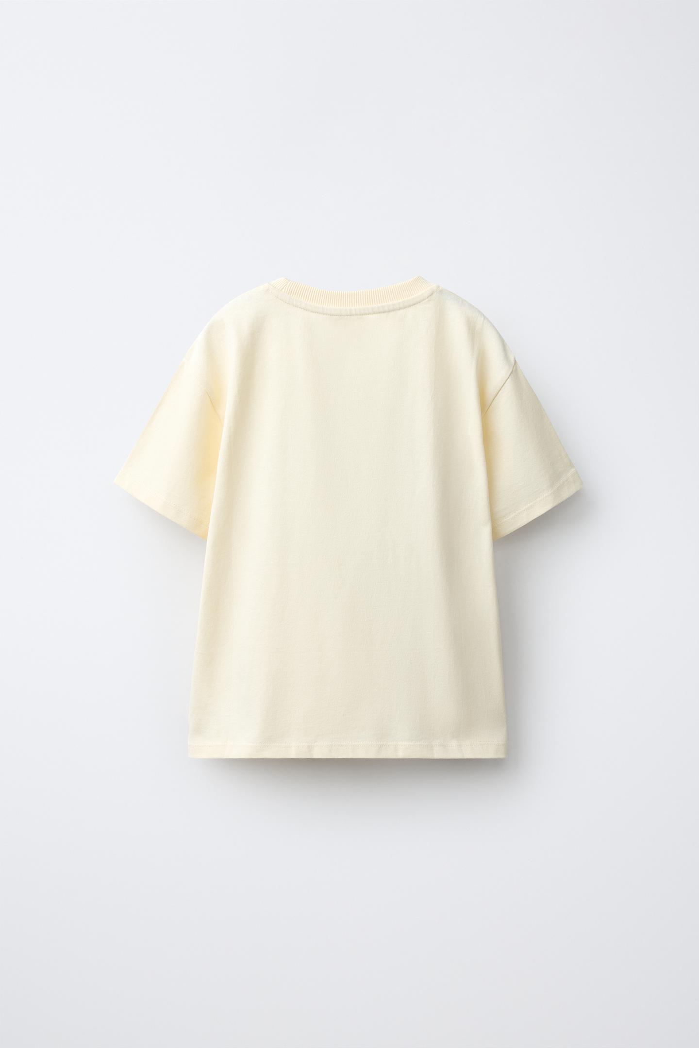 Детская футболка Zara Text Print, цвет: Экрю — фото 3