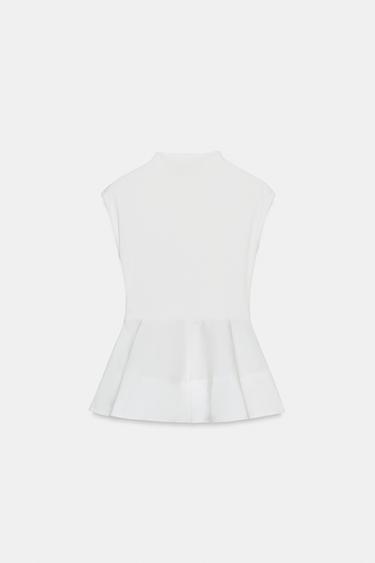 TOP PÉPLUM EN MATIÈRES VARIÉES - Blanc de Zara - Image 5