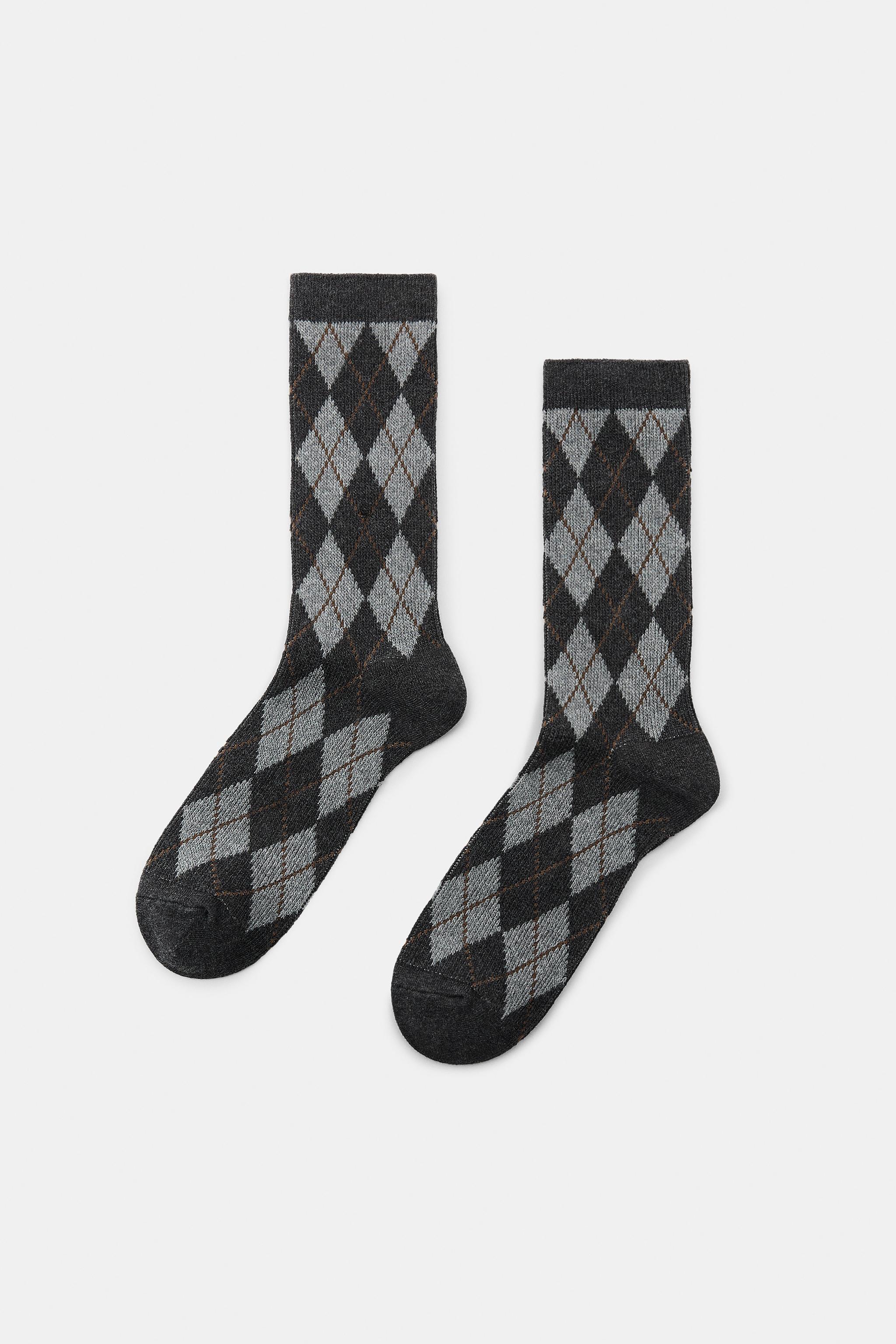DIAMOND PATTERN COTTON SOCKS