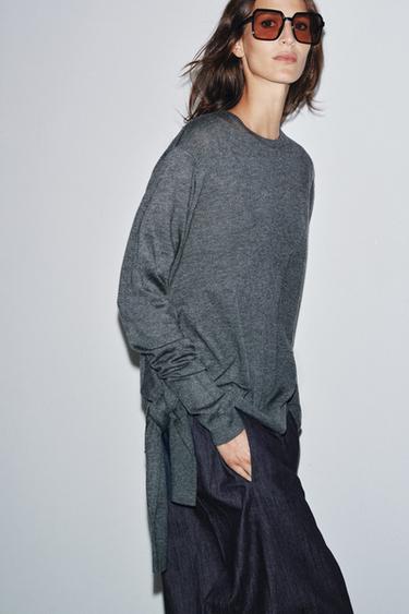 WOOL KNIT KNOT SWEATER - Grey by Zara - Image 4