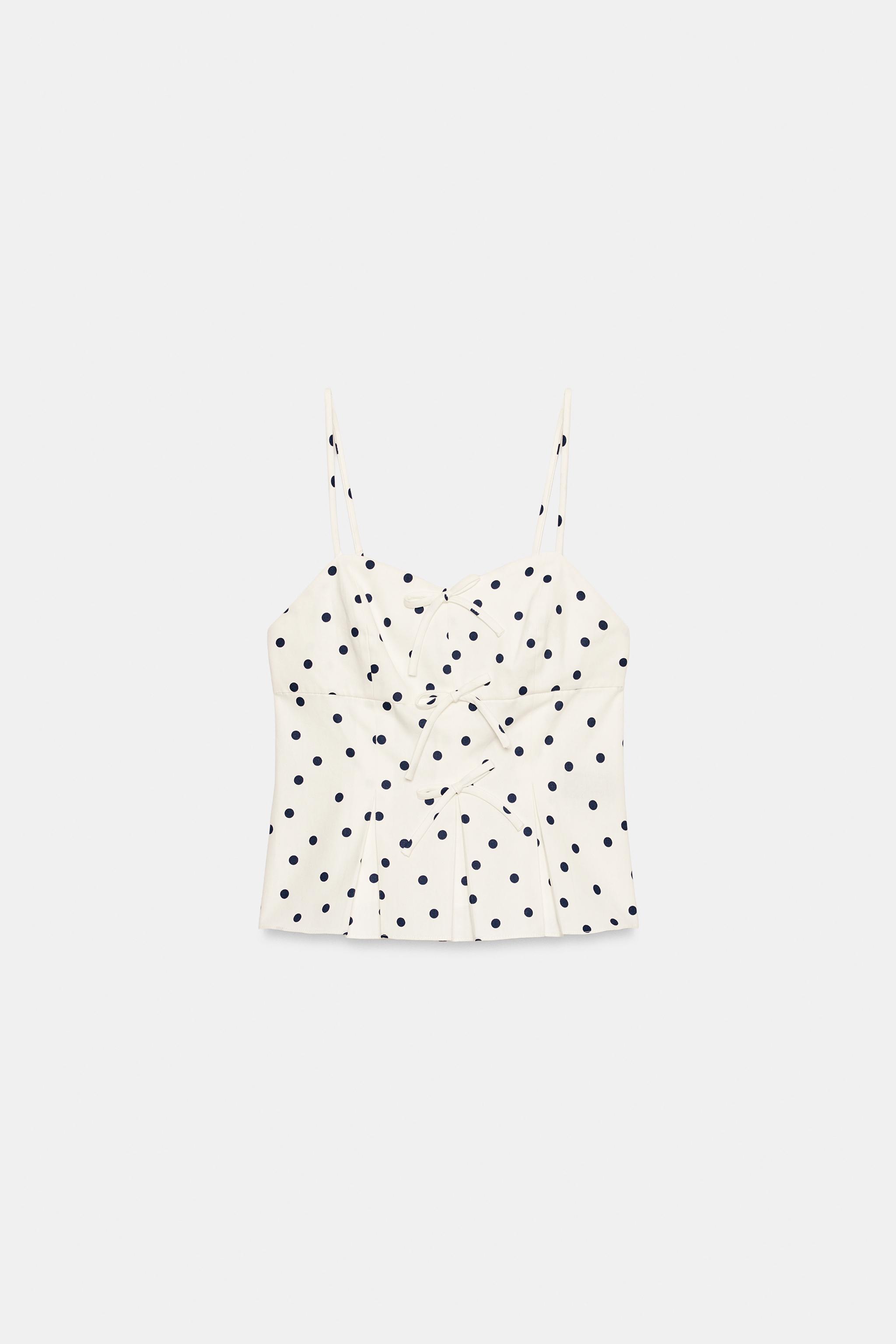 Женские рубашки Zara POLKA DOT PEPLUM TOP — фото 7