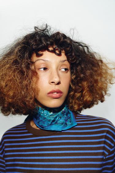 Zara PAISLEY PRINT MODAL SILK SCARF - Blue - Image 0