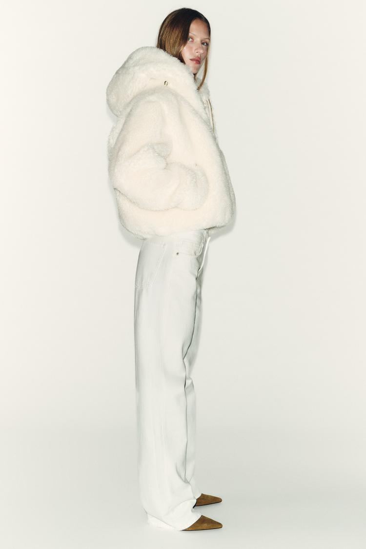 SHEARLING HOODED BOMBER JACKET WITH THERMAL INSULATION