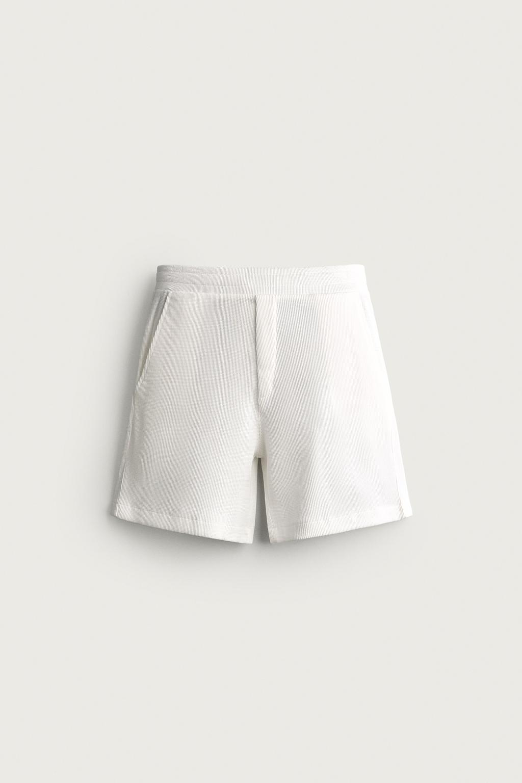 WAFFLE-KNIT JOGGER BERMUDA SHORTS