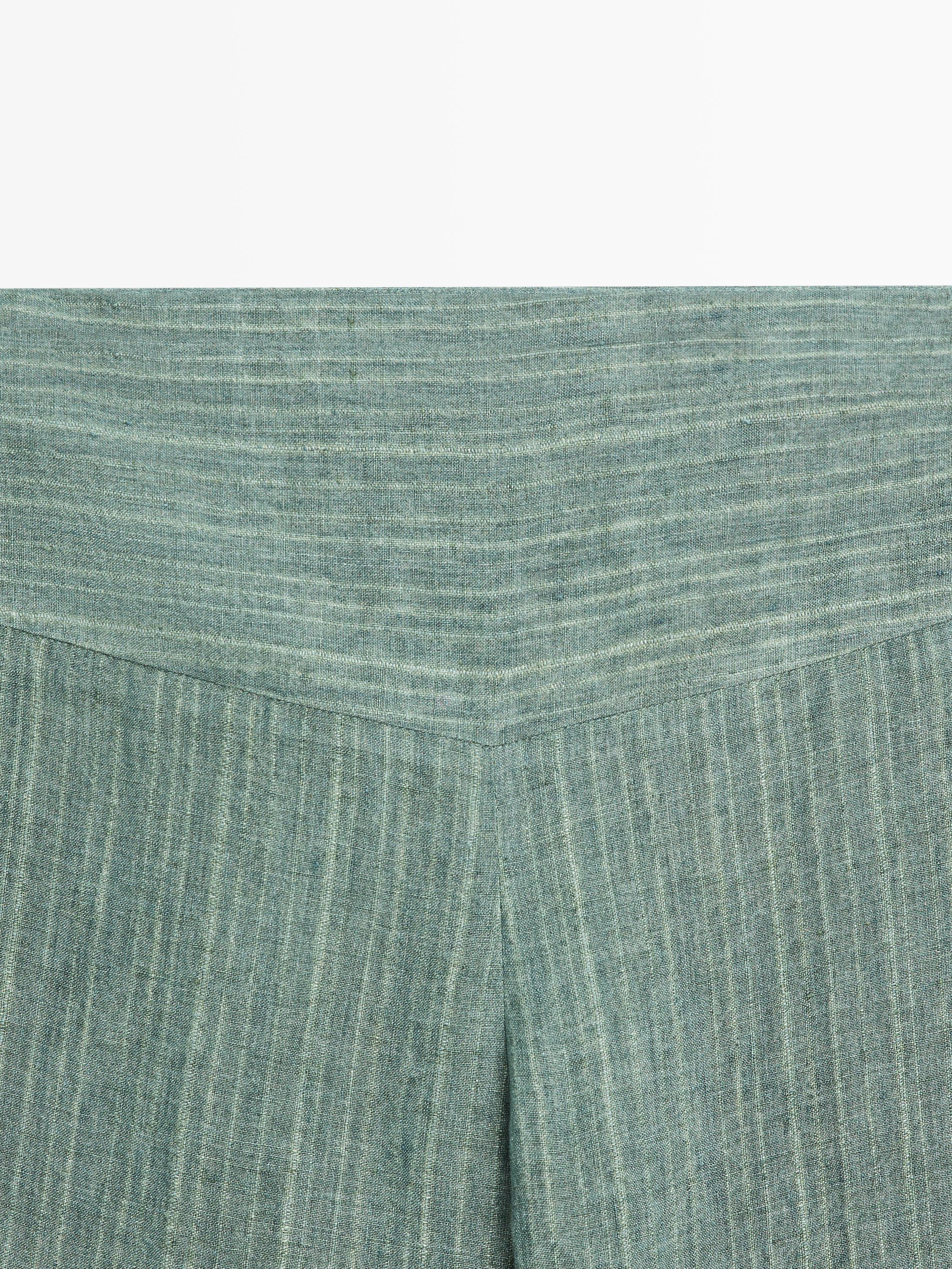 Striped flowing trousers with corset belt detail