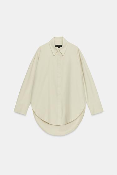 KEMEJA OVERSIZE ZW COLLECTION LIMITED EDITION - Beige muda dari Zara