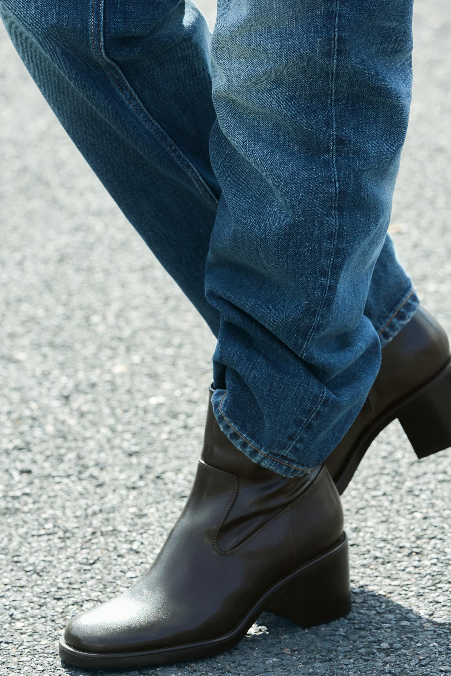 Женские ботинки Zara Block Heel Booties, цвет: Коричневый — фото 2