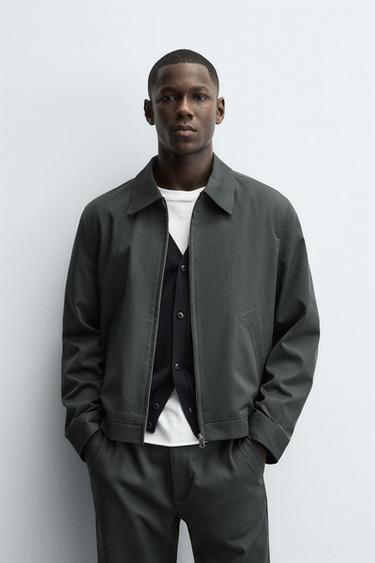 Zara REGULAR FIT OVERSHIRT - Dark khaki