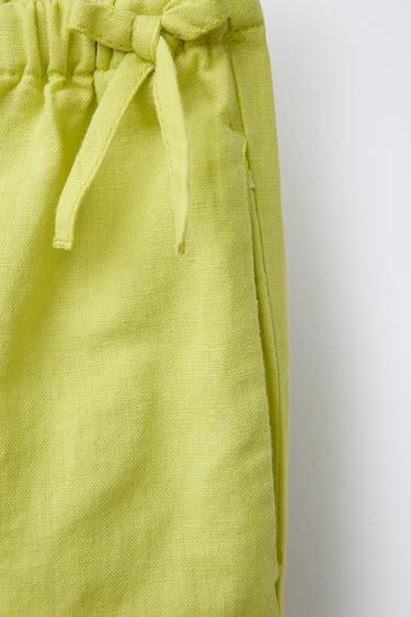 COTTON LINEN BOW TROUSERS - Lime by Zara - Image 2