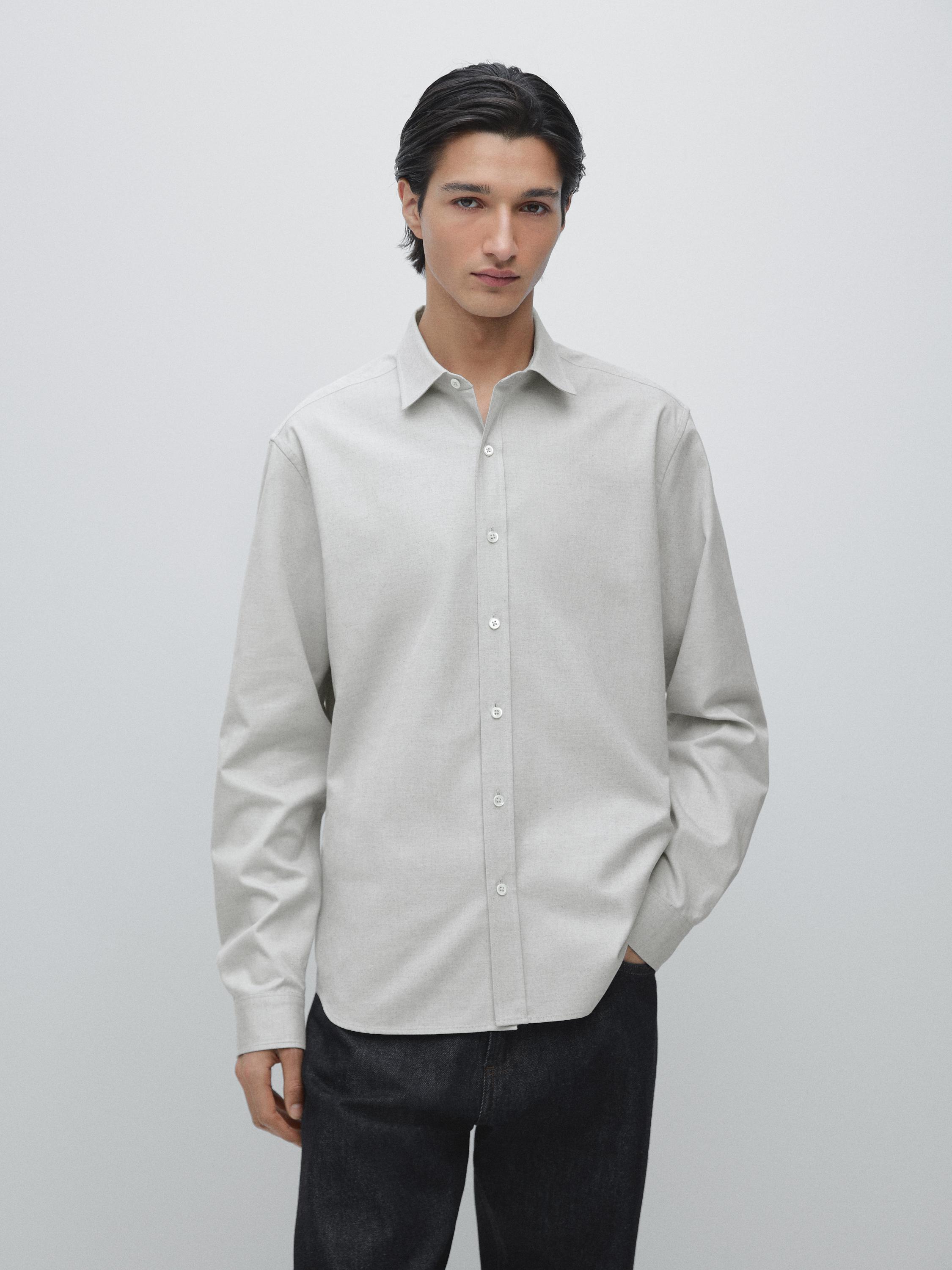 Regular fit cotton blend shirt